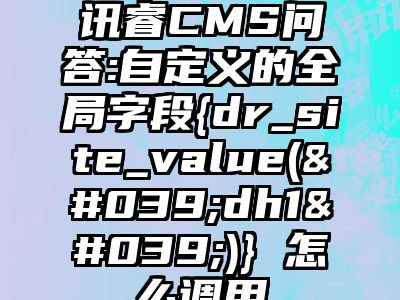 讯睿CMS问答:自定义的全局字段{dr_site_value('dh1')} 怎么调用