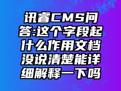 讯睿CMS问答:这个字段起什么作用文档没说清楚能详细解释一下吗