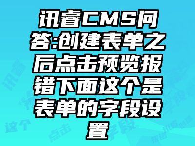 讯睿CMS问答:创建表单之后点击预览报错下面这个是表单的字段设置