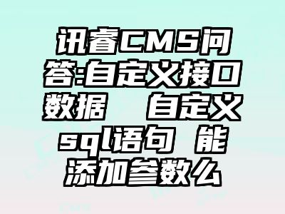 讯睿CMS问答:自定义接口数据  自定义sql语句 能添加参数么