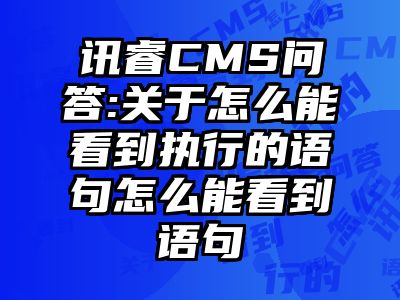 讯睿CMS问答:关于怎么能看到执行的语句怎么能看到语句
