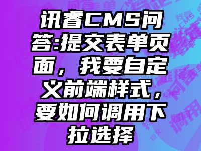 讯睿CMS问答:提交表单页面，我要自定义前端样式，要如何调用下拉选择