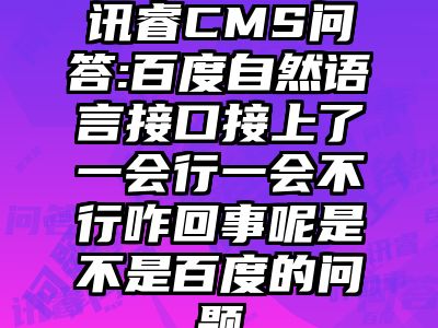 讯睿CMS问答:百度自然语言接口接上了一会行一会不行咋回事呢是不是百度的问题