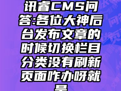 讯睿CMS问答:各位大神后台发布文章的时候切换栏目分类没有刷新页面咋办呀就是