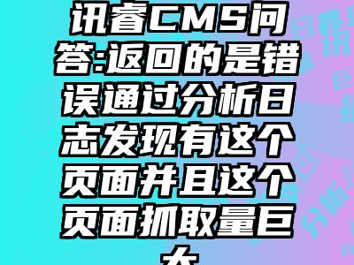 讯睿CMS问答:返回的是错误通过分析日志发现有这个页面并且这个页面抓取量巨大