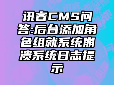 讯睿CMS问答:后台添加角色组就系统崩溃系统日志提示
