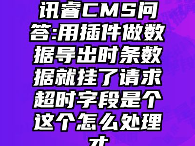 讯睿CMS问答:用插件做数据导出时条数据就挂了请求超时字段是个这个怎么处理才