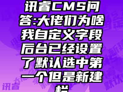 讯睿CMS问答:大佬们为啥我自定义字段后台已经设置了默认选中第一个但是新建栏