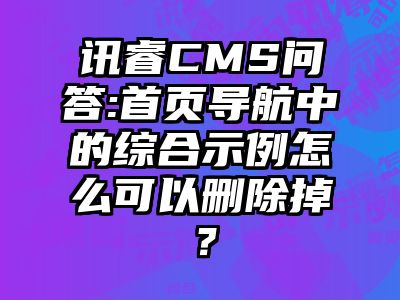 讯睿CMS问答:首页导航中的综合示例怎么可以删除掉？
