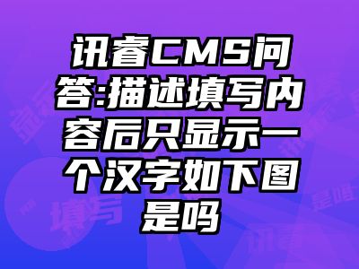 讯睿CMS问答:描述填写内容后只显示一个汉字如下图是吗