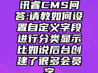 讯睿CMS问答:请教如何设置自定义字段进行分类显示比如说后台创建了很多会员字