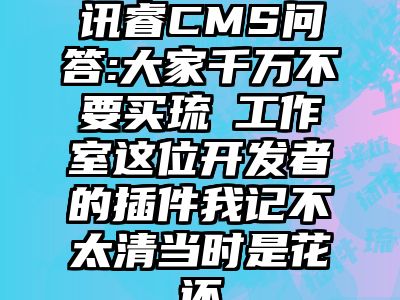 讯睿CMS问答:大家千万不要买琉惗工作室这位开发者的插件我记不太清当时是花还