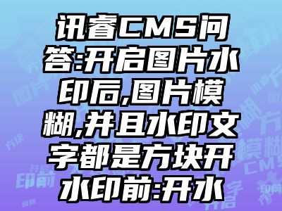 讯睿CMS问答:开启图片水印后,图片模糊,并且水印文字都是方块开水印前:开水
