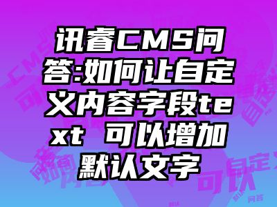 讯睿CMS问答:如何让自定义内容字段text 可以增加默认文字