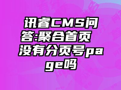 讯睿CMS问答:聚合首页 没有分页号page吗