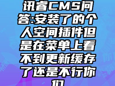 讯睿CMS问答:安装了的个人空间插件但是在菜单上看不到更新缓存了还是不行你们