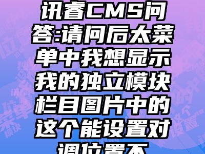 讯睿CMS问答:请问后太菜单中我想显示我的独立模块栏目图片中的这个能设置对调位置不