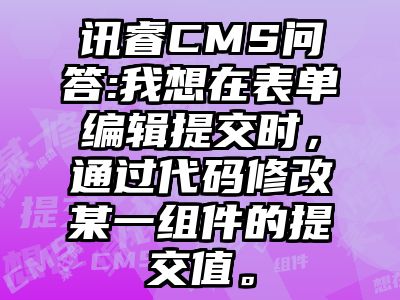 讯睿CMS问答:我想在表单编辑提交时，通过代码修改某一组件的提交值。
