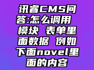 讯睿CMS问答:怎么调用 模块 表单里面数据 例如下面novel里面的内容