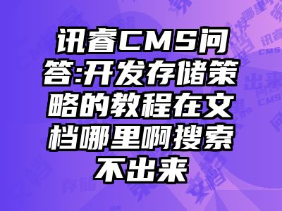 讯睿CMS问答:开发存储策略的教程在文档哪里啊搜索不出来