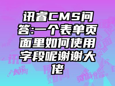 讯睿CMS问答:一个表单页面里如何使用字段呢谢谢大佬