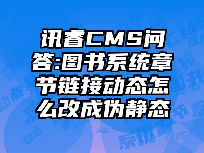 讯睿CMS问答:图书系统章节链接动态怎么改成伪静态