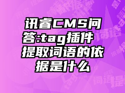 讯睿CMS问答:tag插件 提取词语的依据是什么