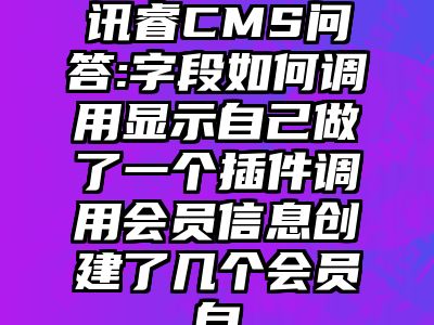 讯睿CMS问答:字段如何调用显示自己做了一个插件调用会员信息创建了几个会员自