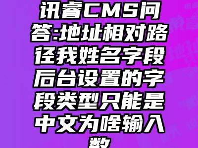 讯睿CMS问答:地址相对路径我姓名字段后台设置的字段类型只能是中文为啥输入数