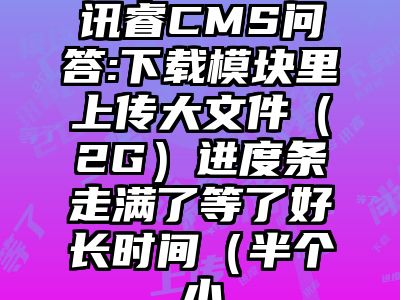 讯睿CMS问答:下载模块里上传大文件（2G）进度条走满了等了好长时间（半个小