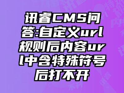 讯睿CMS问答:自定义url规则后内容url中含特殊符号后打不开