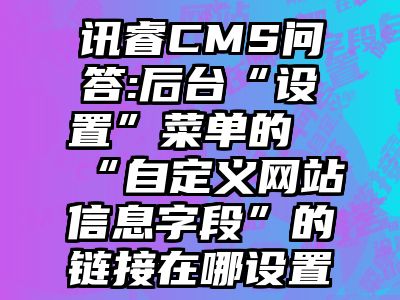 讯睿CMS问答:后台“设置”菜单的“自定义网站信息字段”的链接在哪设置