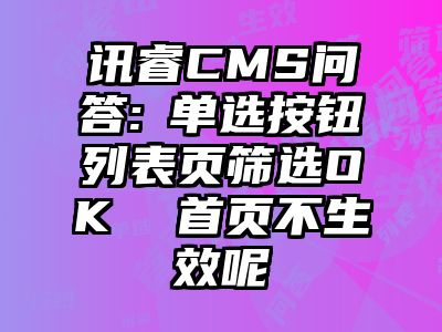 讯睿CMS问答:​单选按钮列表页筛选OK  首页不生效呢