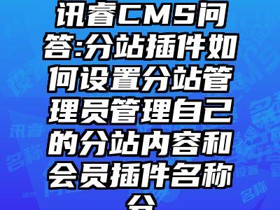 讯睿CMS问答:分站插件如何设置分站管理员管理自己的分站内容和会员插件名称分