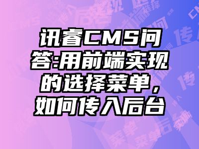 讯睿CMS问答:用前端实现的选择菜单，如何传入后台